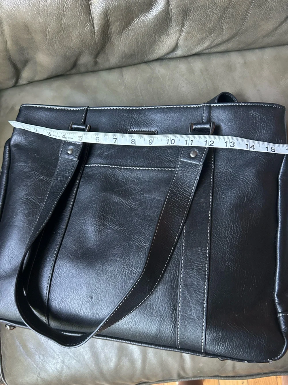 Kenneth Cole Reaction Black faux Leather Laptop Tote Bag
